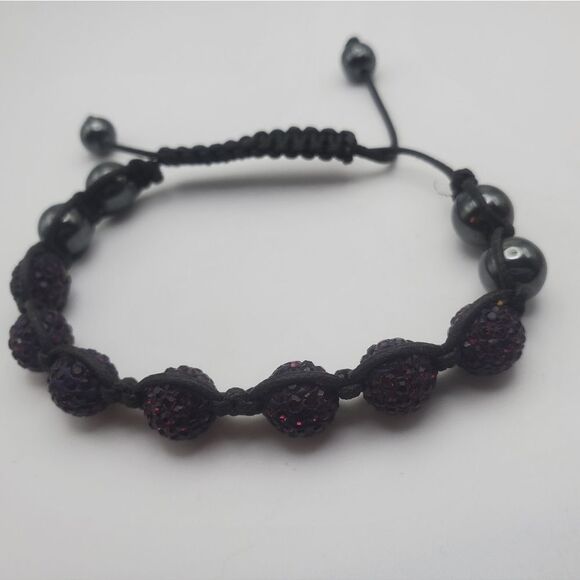 Purple garnet rhinestone ball paracord bracelet - Picture 1 of 3